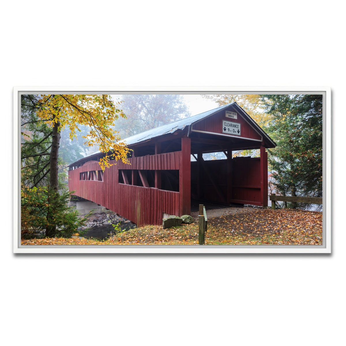 AUTO-MOCKUP WHITE | Josiah Hess Covered Bridge | 1 Piece | White Framed Canvas | group=2x1