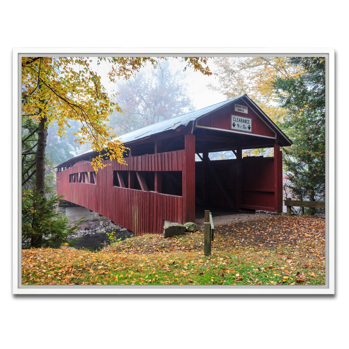 AUTO-MOCKUP WHITE | Josiah Hess Covered Bridge | 1 Piece | White Framed Canvas | group=4x3