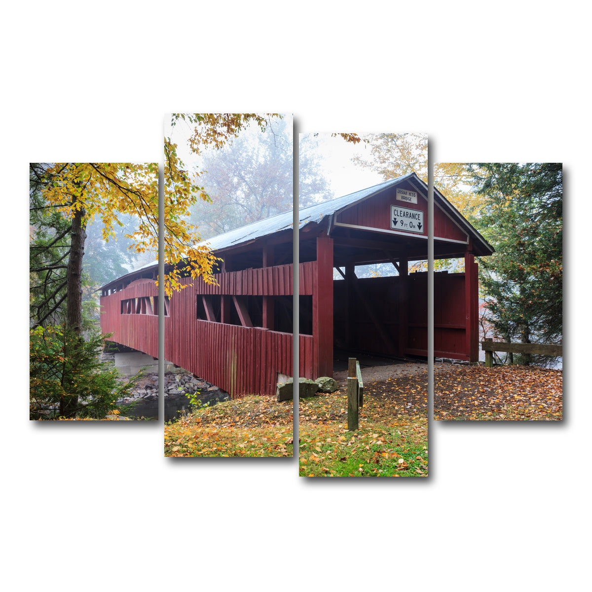 AUTO-MOCKUP WHITE | Josiah Hess Covered Bridge | 4 Piece | Gallery Wrap Canvas | group=4_short