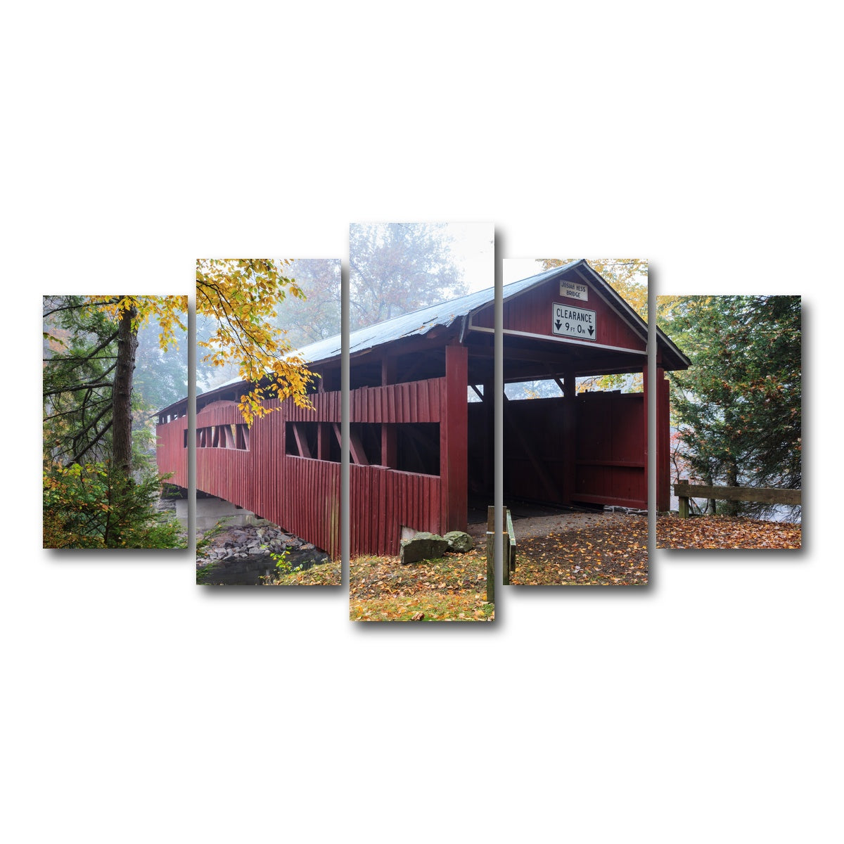 AUTO-MOCKUP WHITE | Josiah Hess Covered Bridge | 5 Piece | Gallery Wrap Canvas | group=5_normal