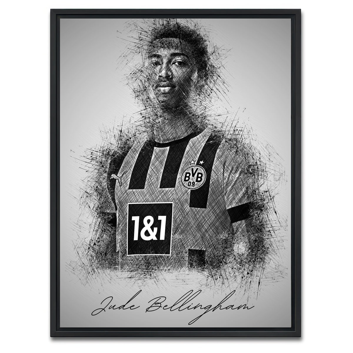 AUTO-MOCKUP WHITE | Jude Bellingham | 1 Piece | Black Framed Canvas | group=3x4