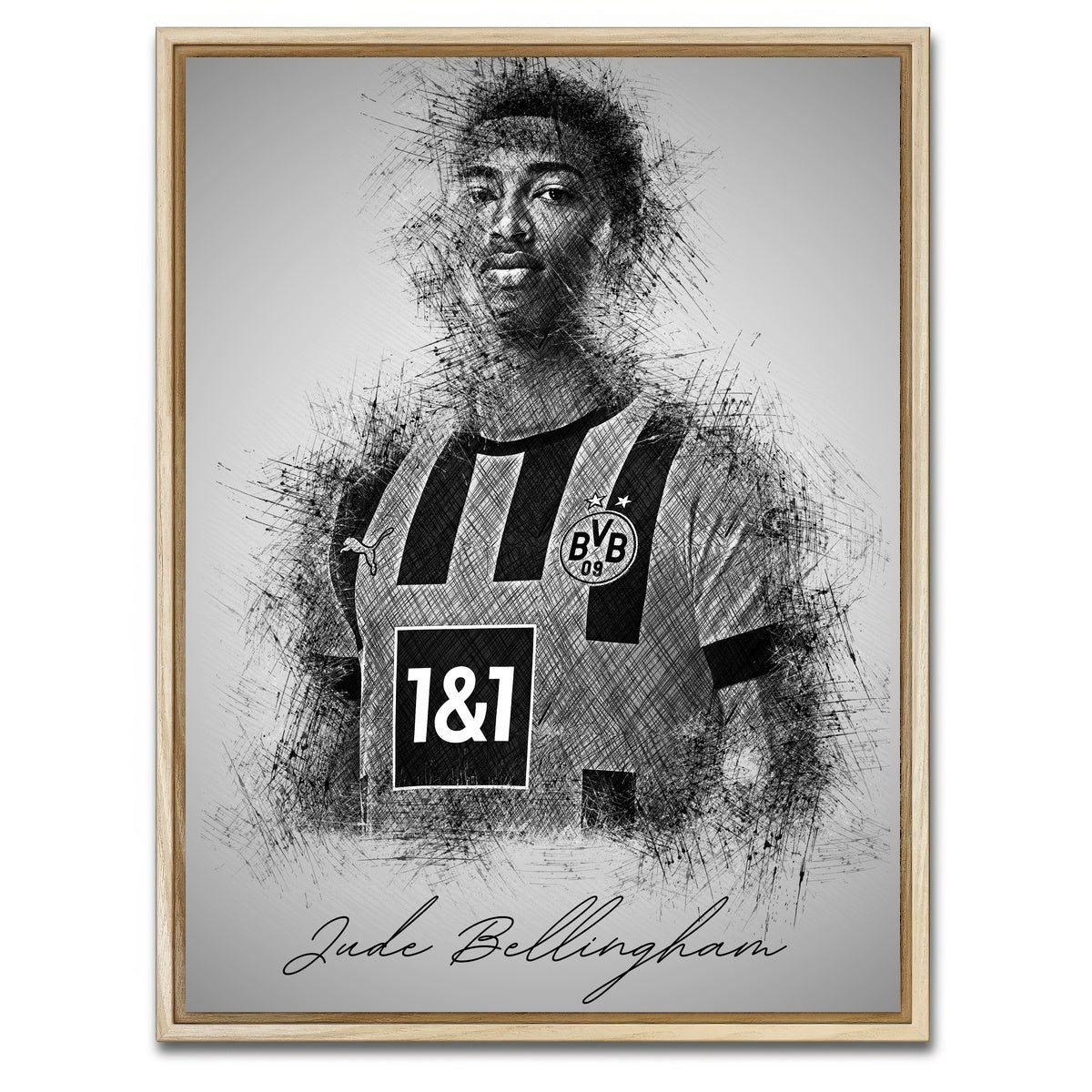 AUTO-MOCKUP WHITE | Jude Bellingham | 1 Piece | Natural Framed Canvas | group=3x4