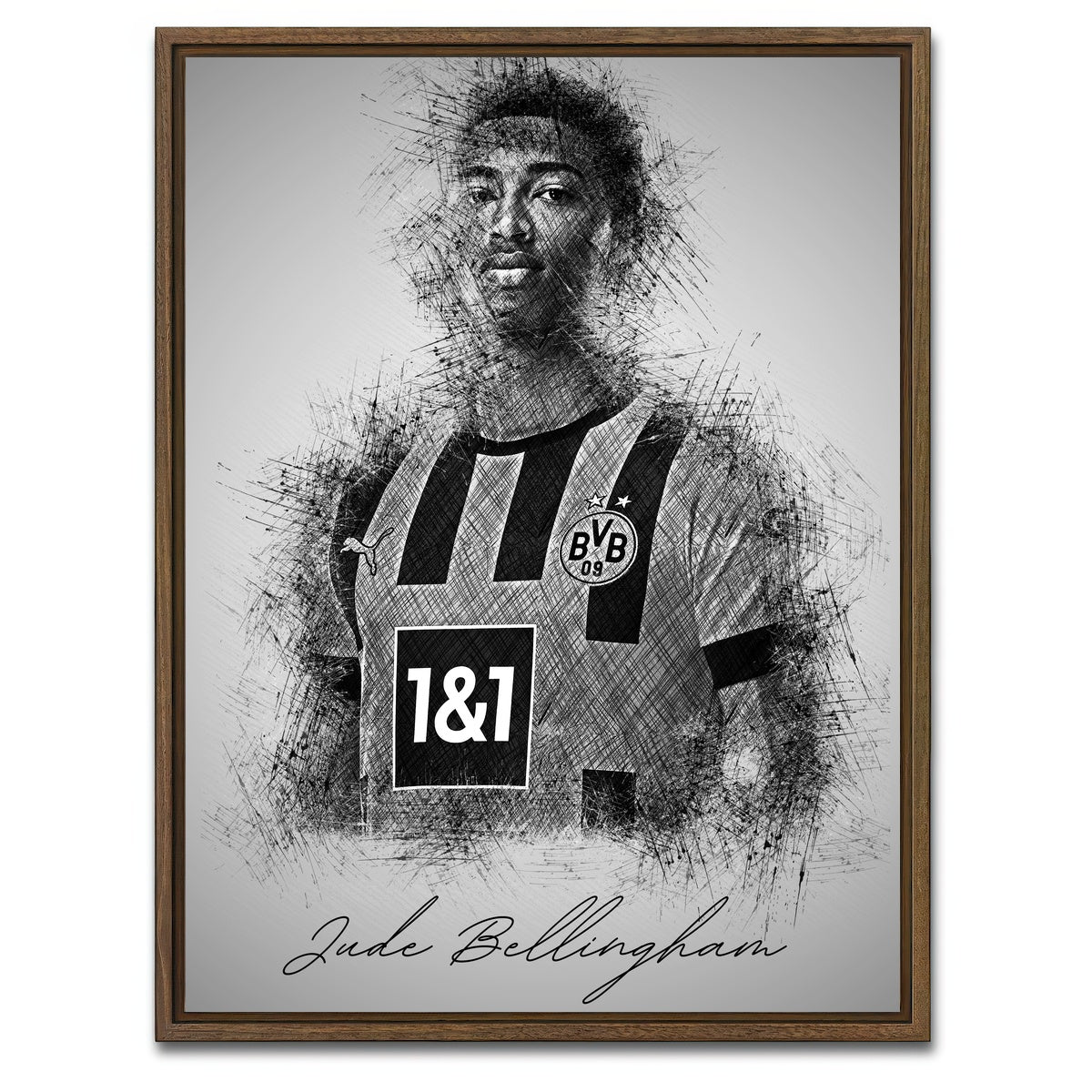 AUTO-MOCKUP WHITE | Jude Bellingham | 1 Piece | Walnut Framed Canvas | group=3x4