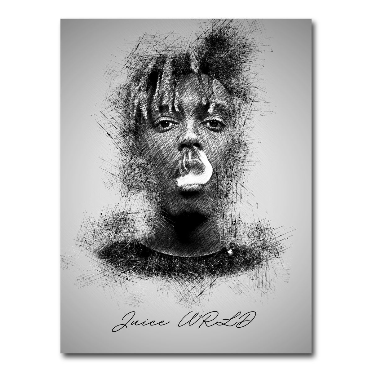 AUTO-MOCKUP WHITE | Juice WRLD Sketch | 1 Piece | Gallery Wrap Canvas | group=3x4