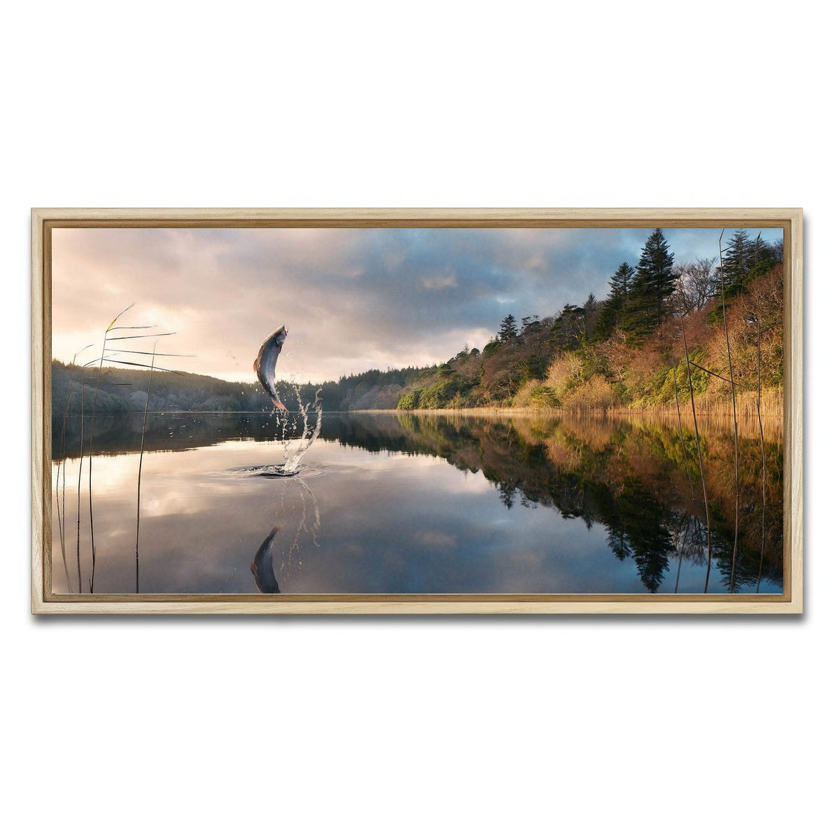 AUTO-MOCKUP WHITE | Jumping Fish | 1 Piece | Natural Framed Canvas | group=2x1