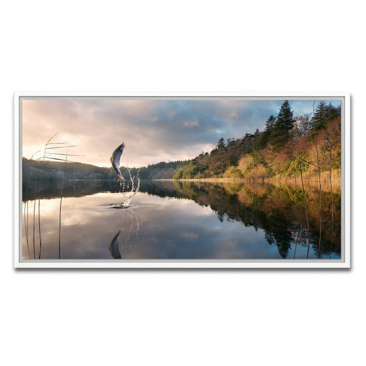 AUTO-MOCKUP WHITE | Jumping Fish | 1 Piece | White Framed Canvas | group=2x1