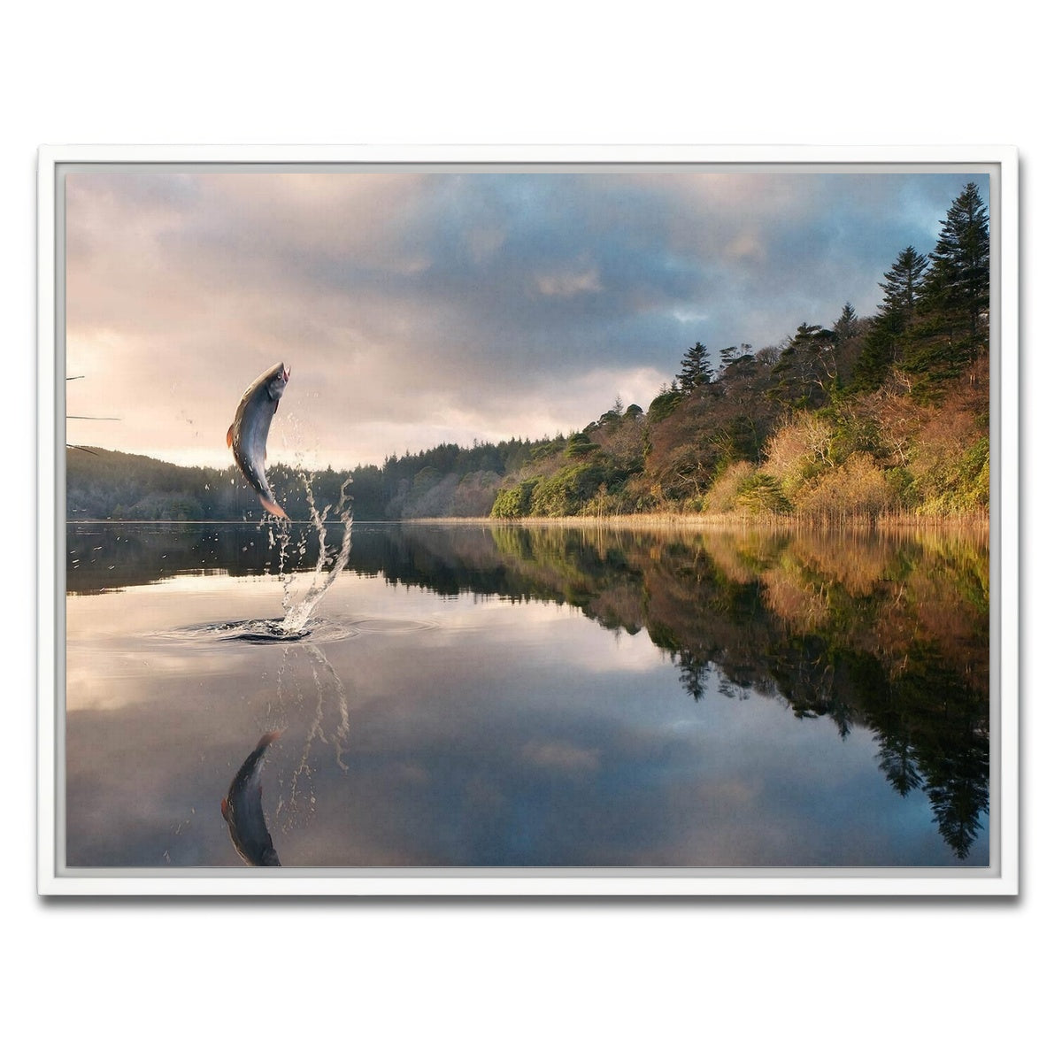 AUTO-MOCKUP WHITE | Jumping Fish | 1 Piece | White Framed Canvas | group=4x3