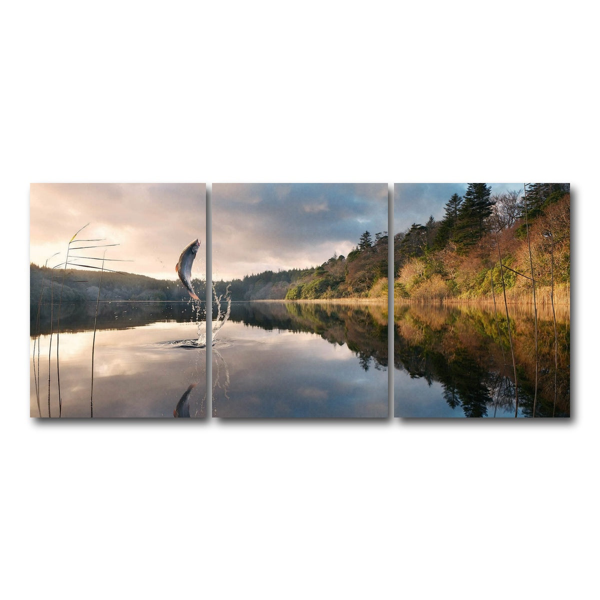 AUTO-MOCKUP WHITE | Jumping Fish | 3 Piece | Gallery Wrap Canvas | group=18x24