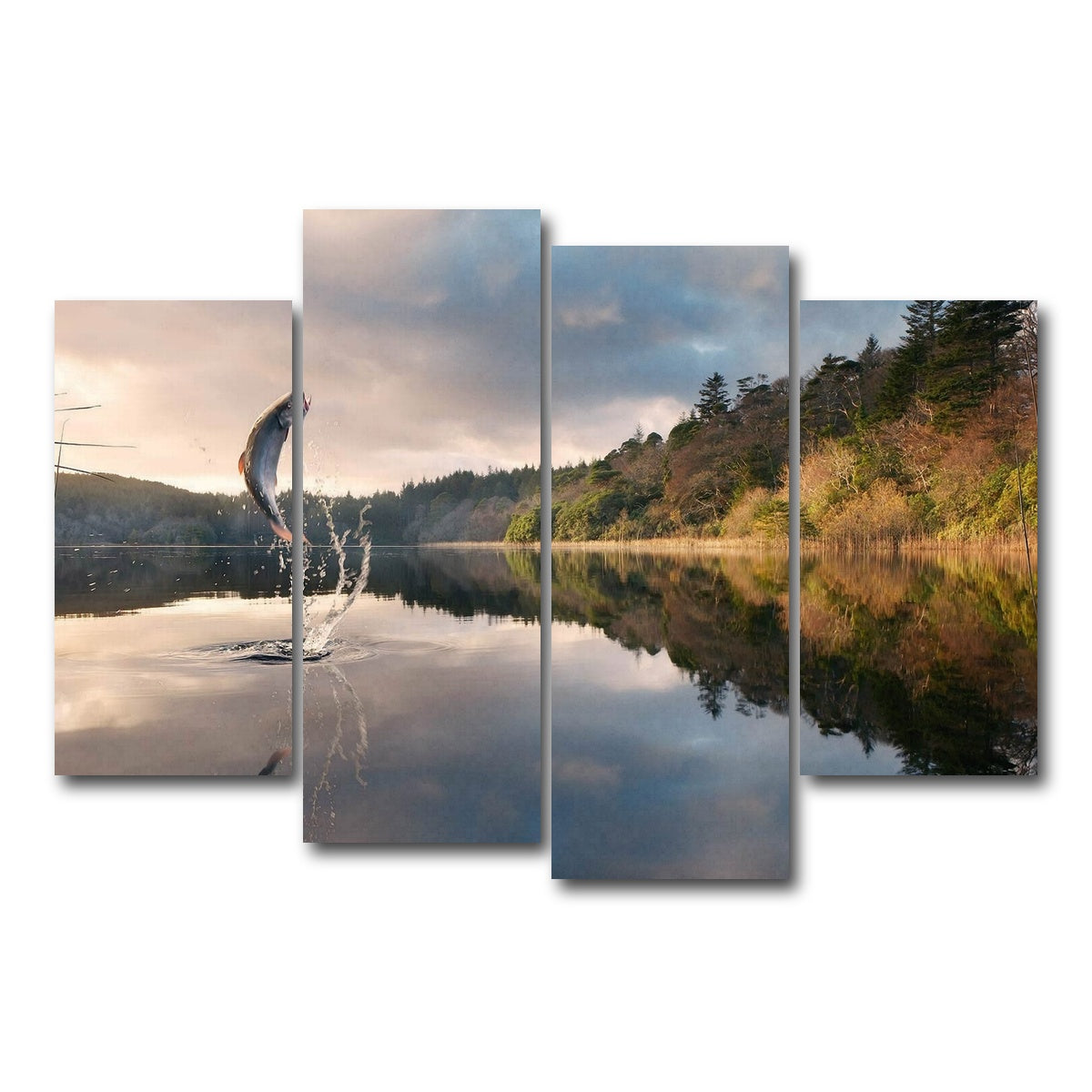 AUTO-MOCKUP WHITE | Jumping Fish | 4 Piece | Gallery Wrap Canvas | group=4_short