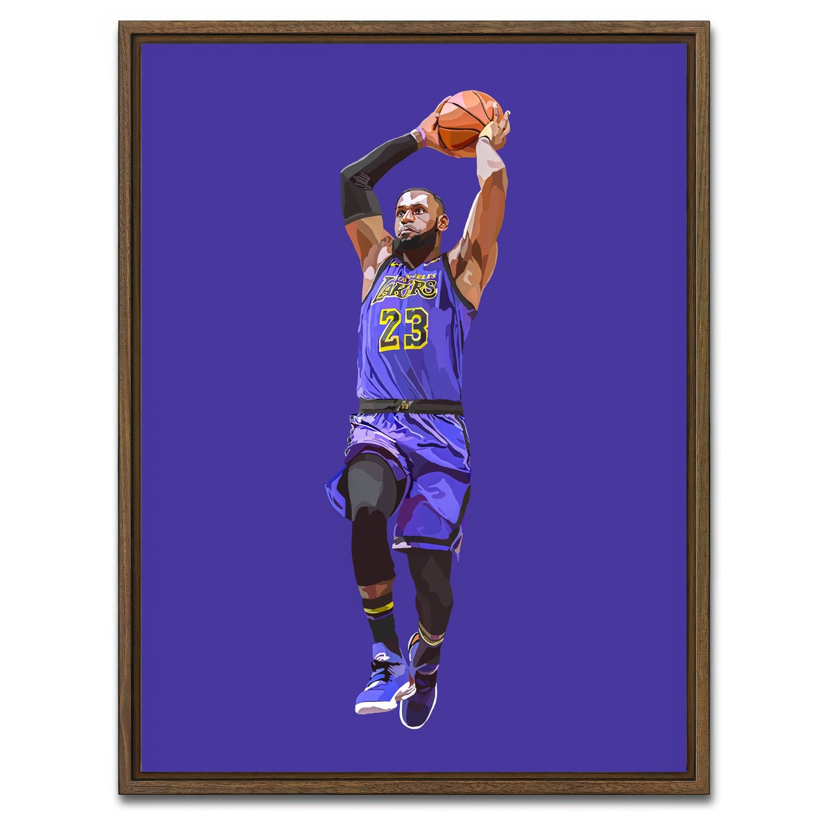 AUTO-MOCKUP WHITE | Jumping Lebron | 1 Piece | Walnut Framed Canvas | group=3x4