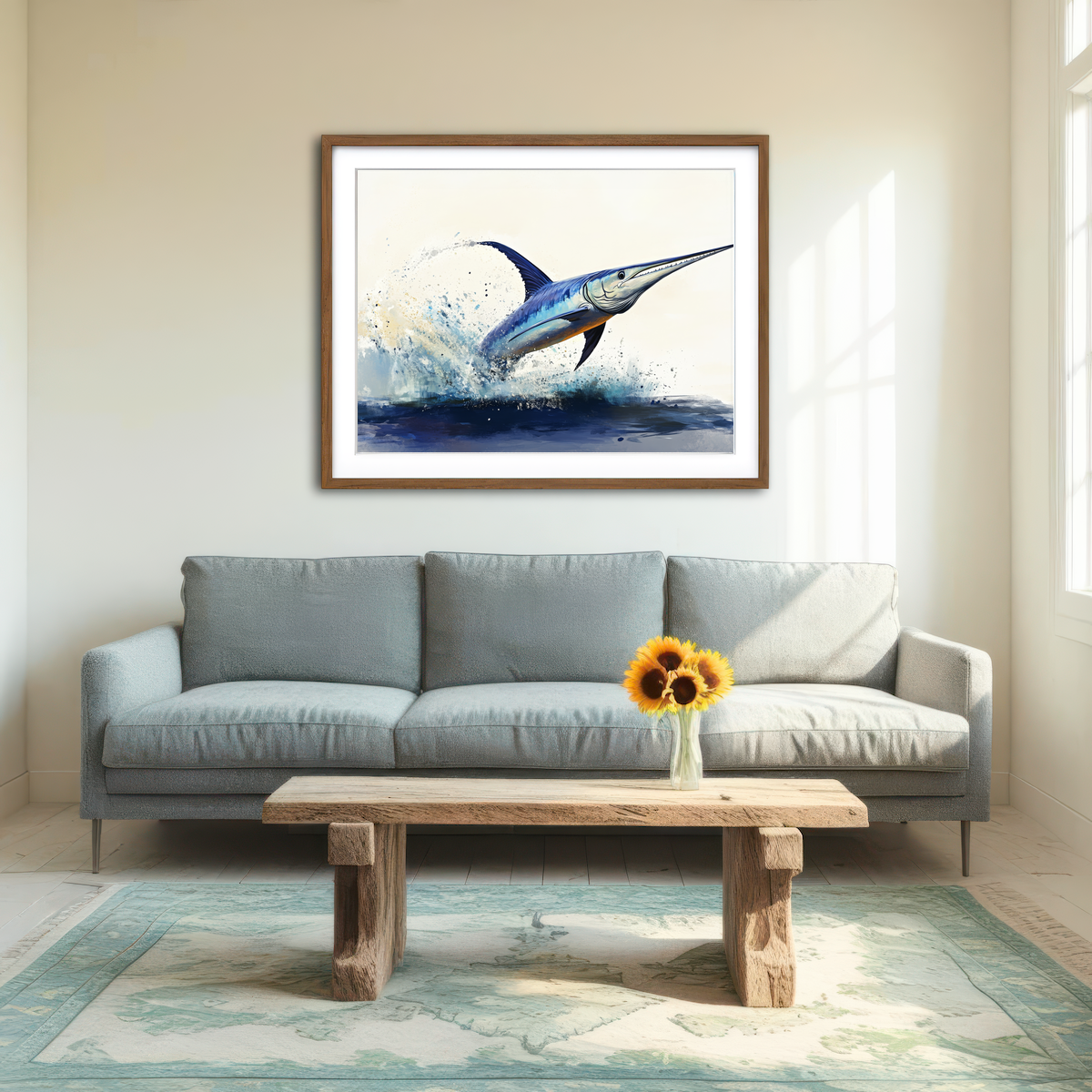 AUTO-MOCKUP ROOM | Jumping Swordfish Wall Art