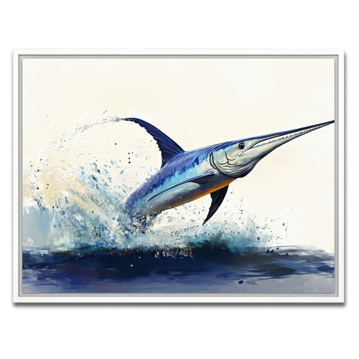 AUTO-MOCKUP WHITE | Jumping swordfish | 1 Piece | White Framed Canvas | group=4x3