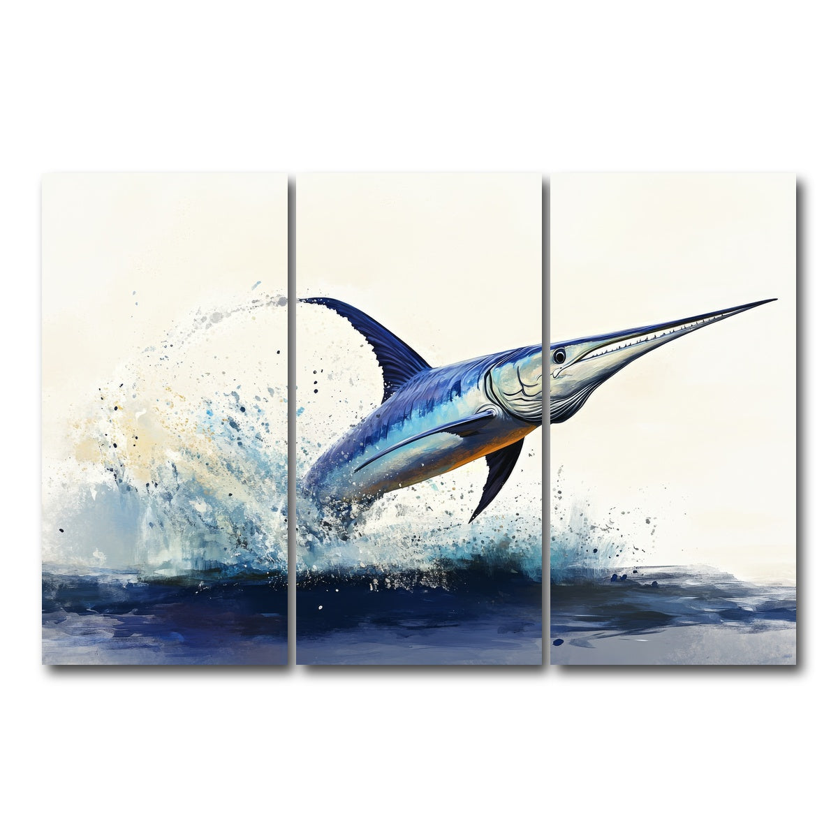 AUTO-MOCKUP WHITE | Jumping swordfish | 3 Piece | Gallery Wrap Canvas | group=12x24