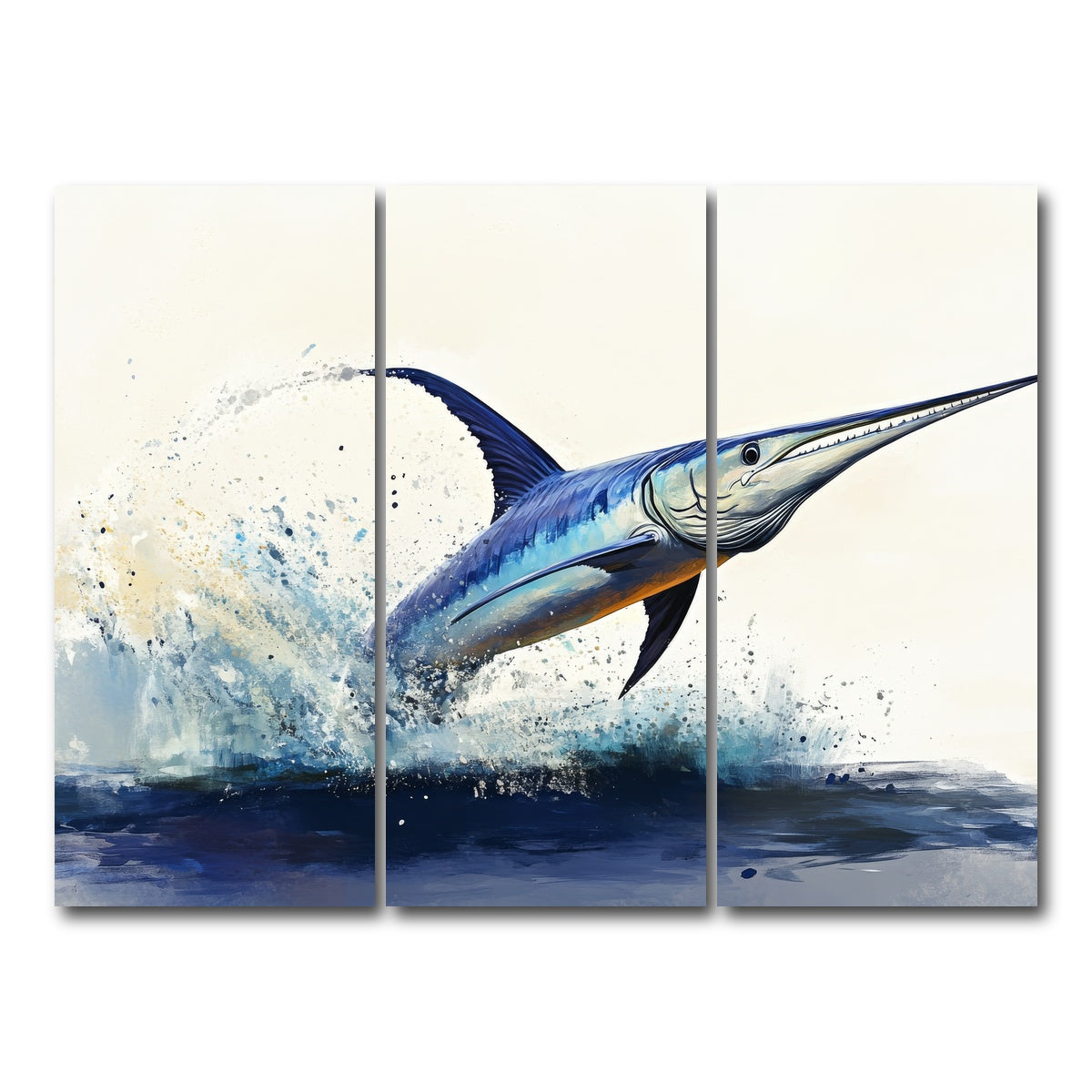 AUTO-MOCKUP WHITE | Jumping swordfish | 3 Piece | Gallery Wrap Canvas | group=8x18