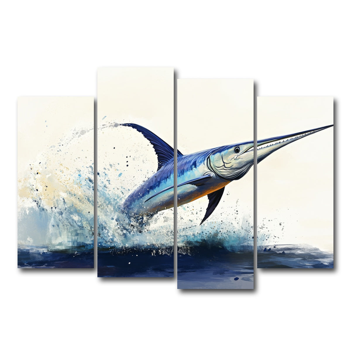 AUTO-MOCKUP WHITE | Jumping swordfish | 4 Piece | Gallery Wrap Canvas | group=4_normal