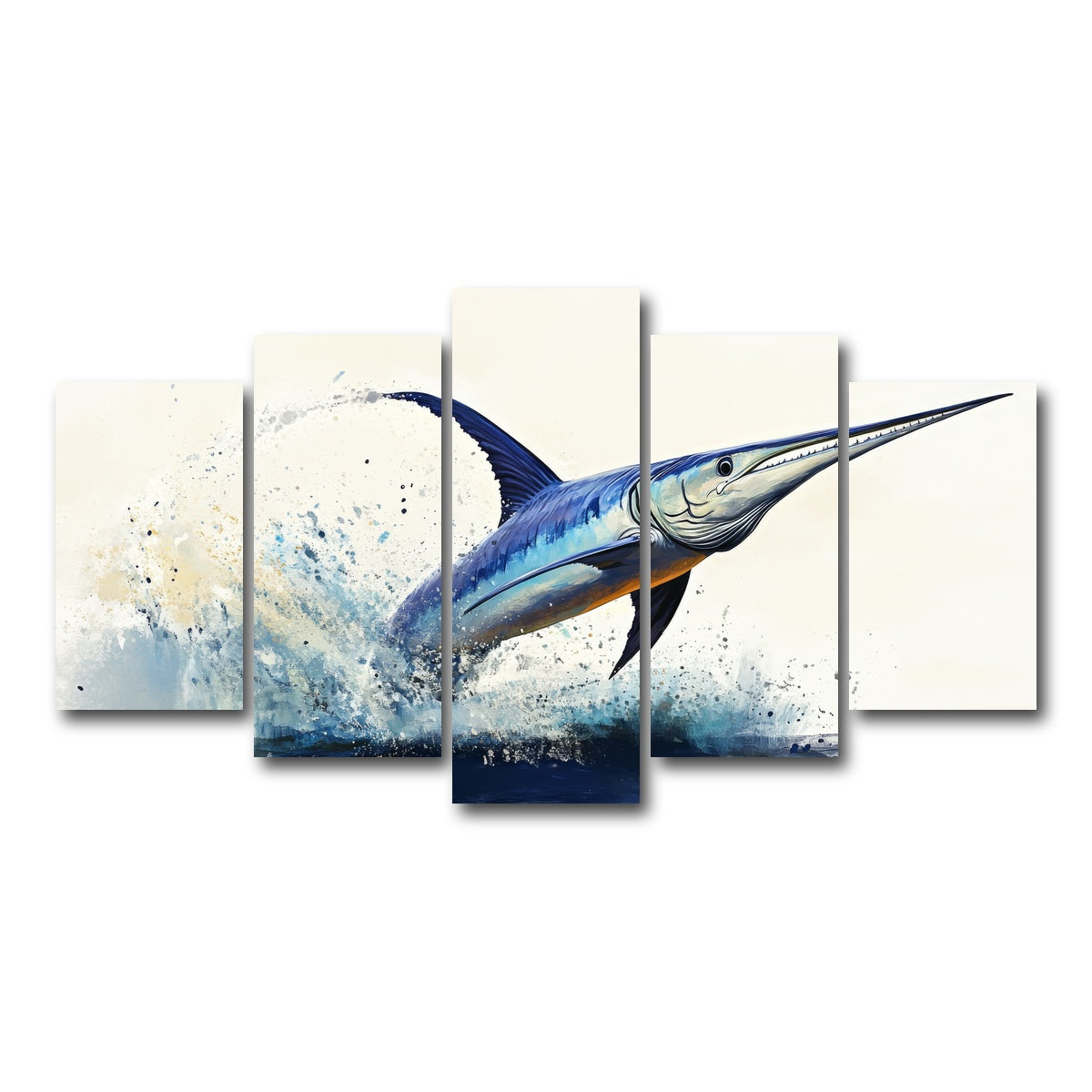 AUTO-MOCKUP WHITE | Jumping swordfish | 5 Piece | Gallery Wrap Canvas | group=5_normal