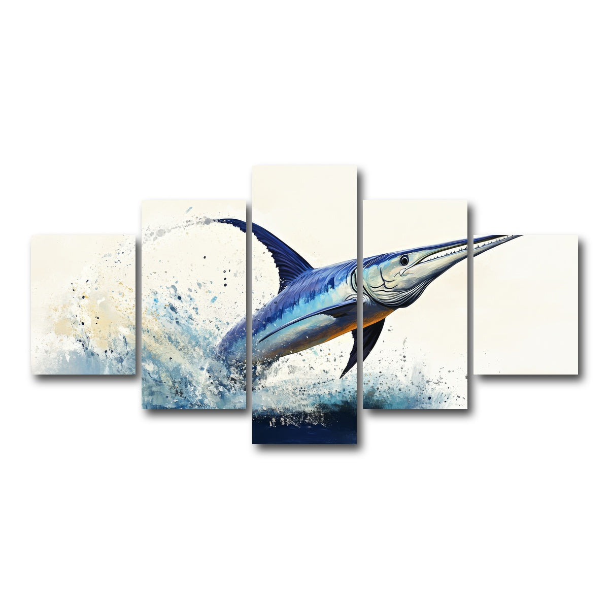 AUTO-MOCKUP WHITE | Jumping swordfish | 5 Piece | Gallery Wrap Canvas | group=5_short