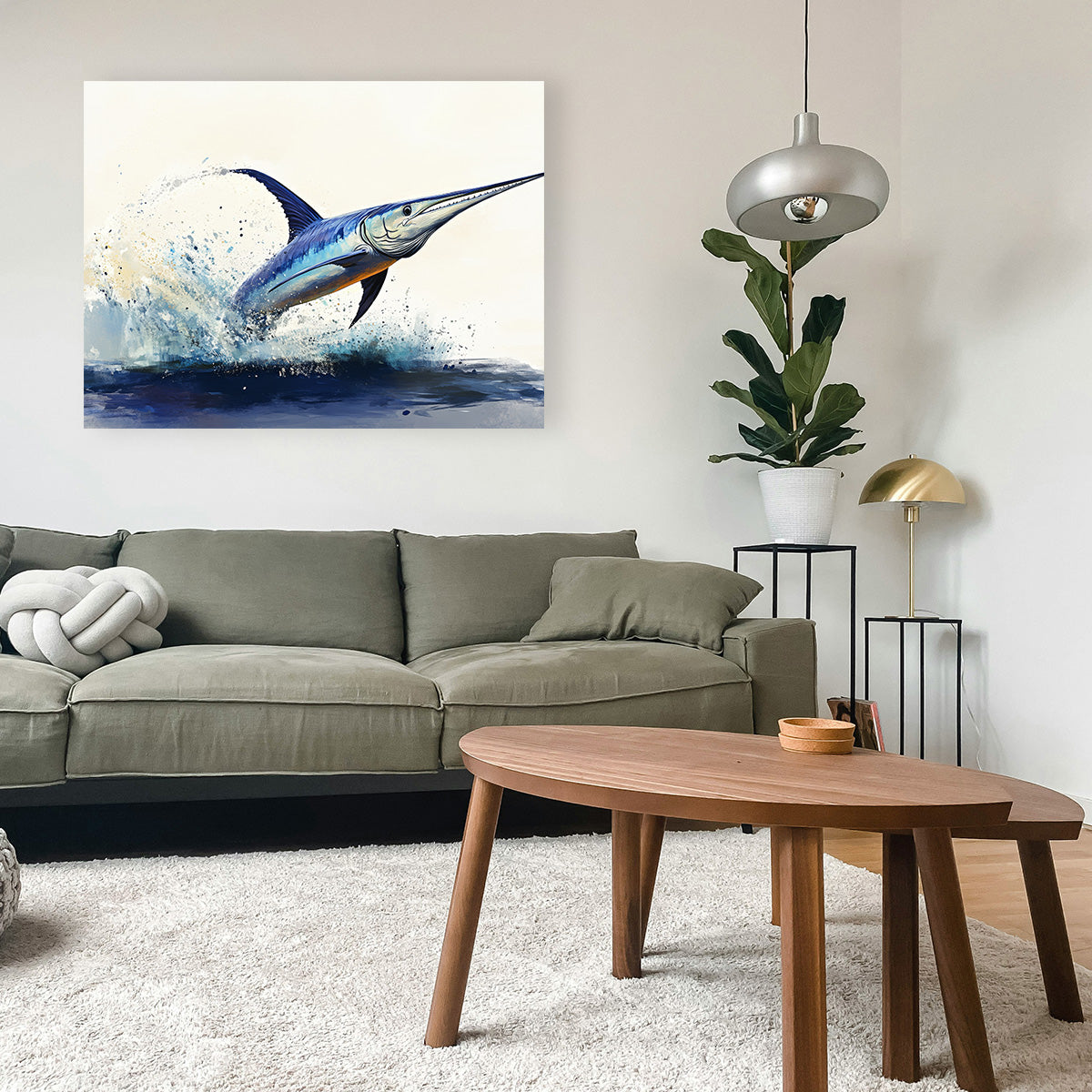 Jumping Swordfish Wall Art