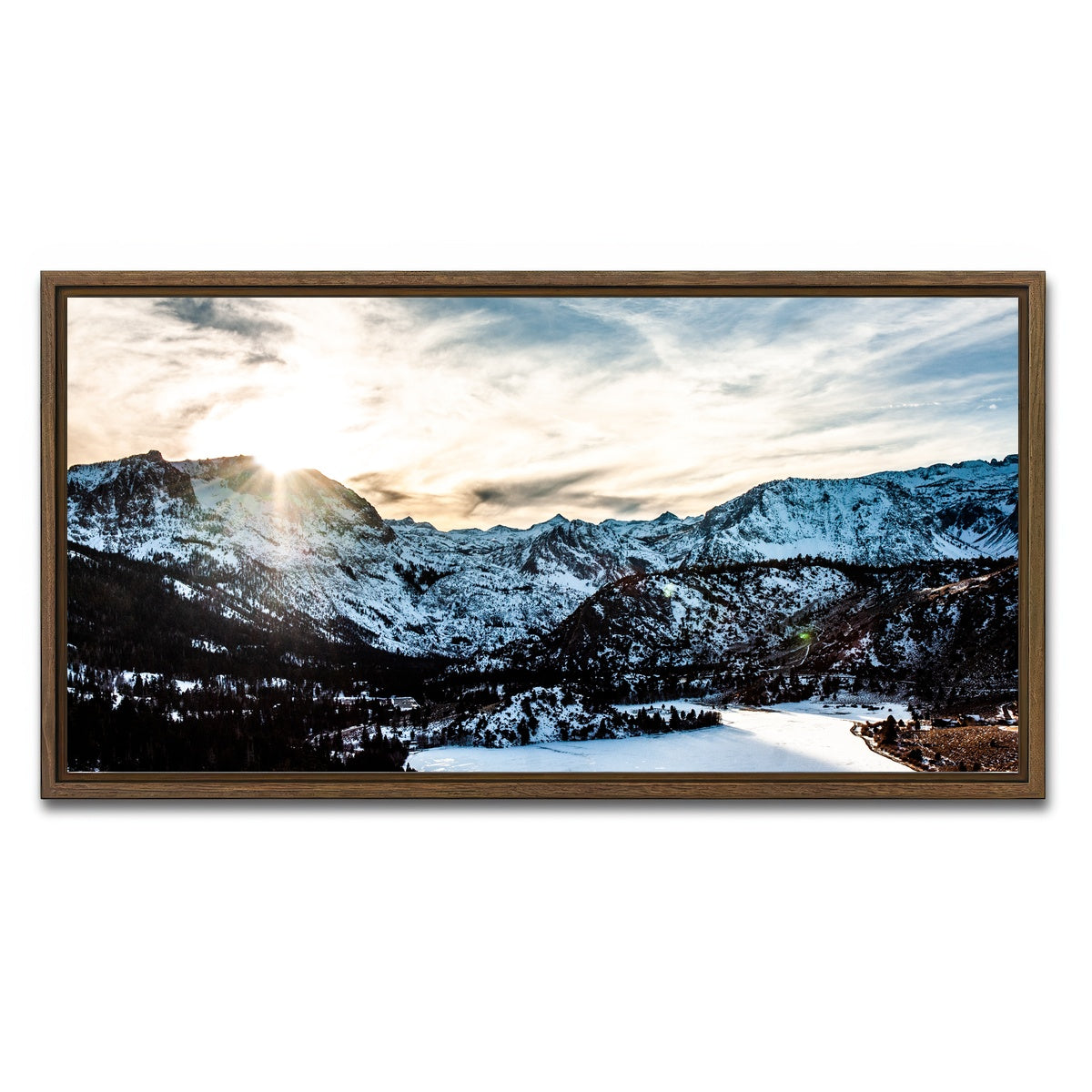 AUTO-MOCKUP WHITE | June Lake Sunset | 1 Piece | Walnut Framed Canvas | group=2x1