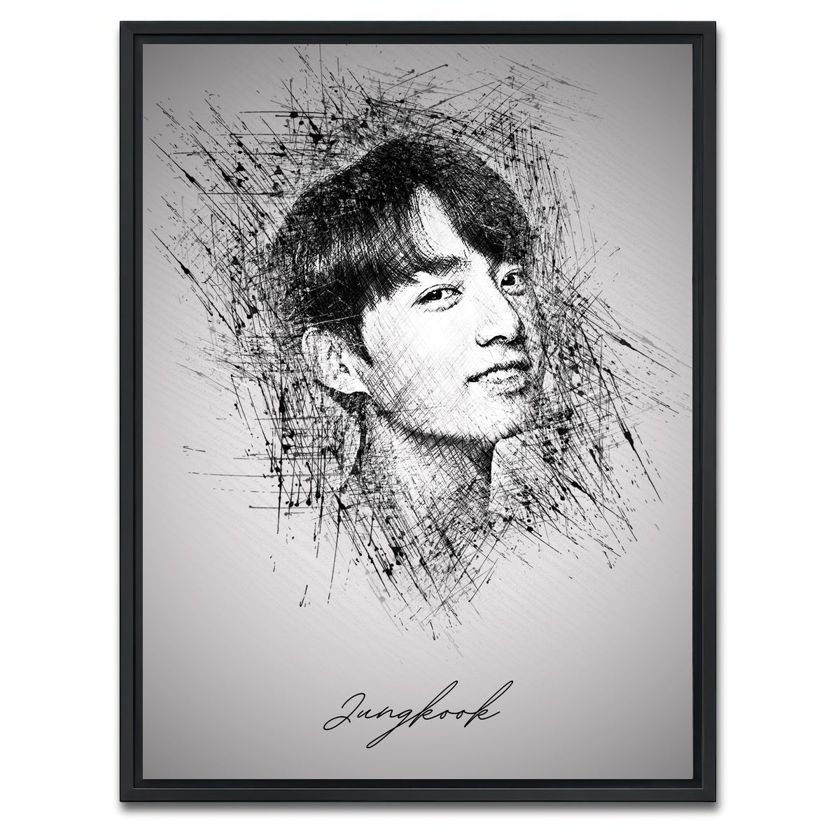 AUTO-MOCKUP WHITE | Jungkook Sketch | 1 Piece | Black Framed Canvas | group=3x4