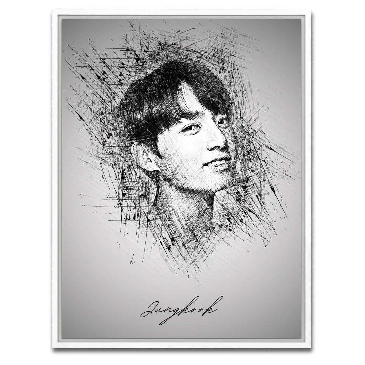AUTO-MOCKUP WHITE | Jungkook Sketch | 1 Piece | White Framed Canvas | group=3x4