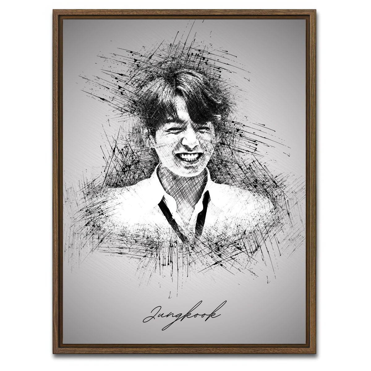 AUTO-MOCKUP WHITE | Jungkook Smile | 1 Piece | Walnut Framed Canvas | group=3x4