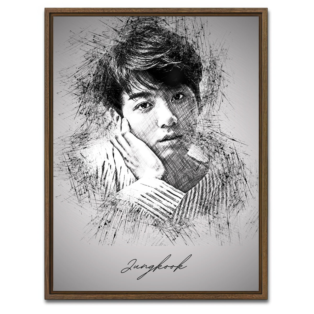 AUTO-MOCKUP WHITE | Jungkook | 1 Piece | Walnut Framed Canvas | group=3x4