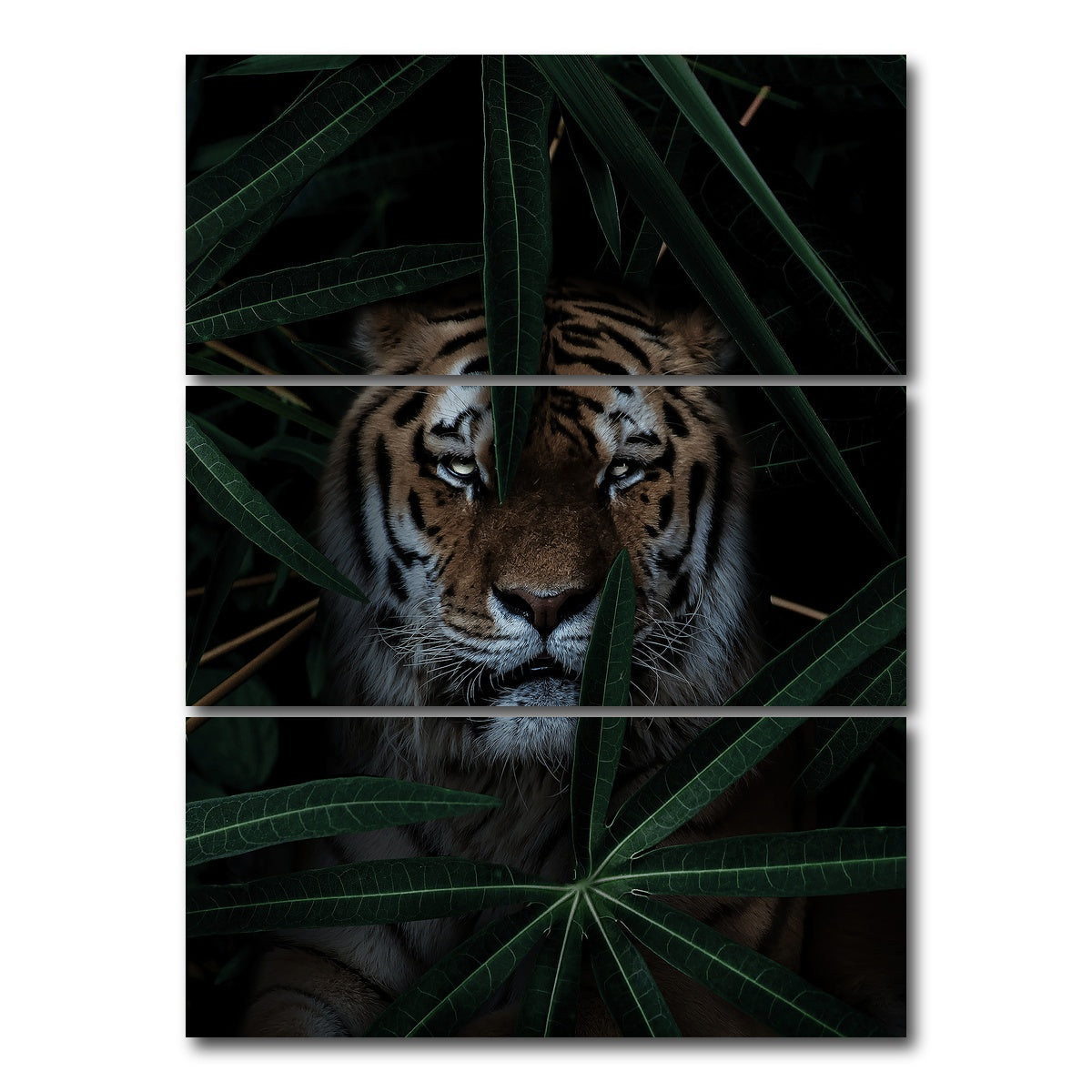 AUTO-MOCKUP WHITE | Jungle Cat | 3 Piece | Gallery Wrap Canvas | group=8x18_stacked