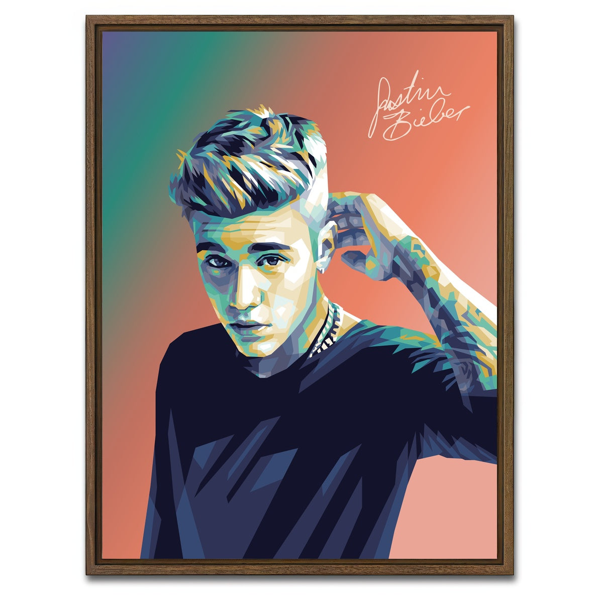AUTO-MOCKUP WHITE | Justin Bieber Warm Hues | 1 Piece | Walnut Framed Canvas | group=3x4