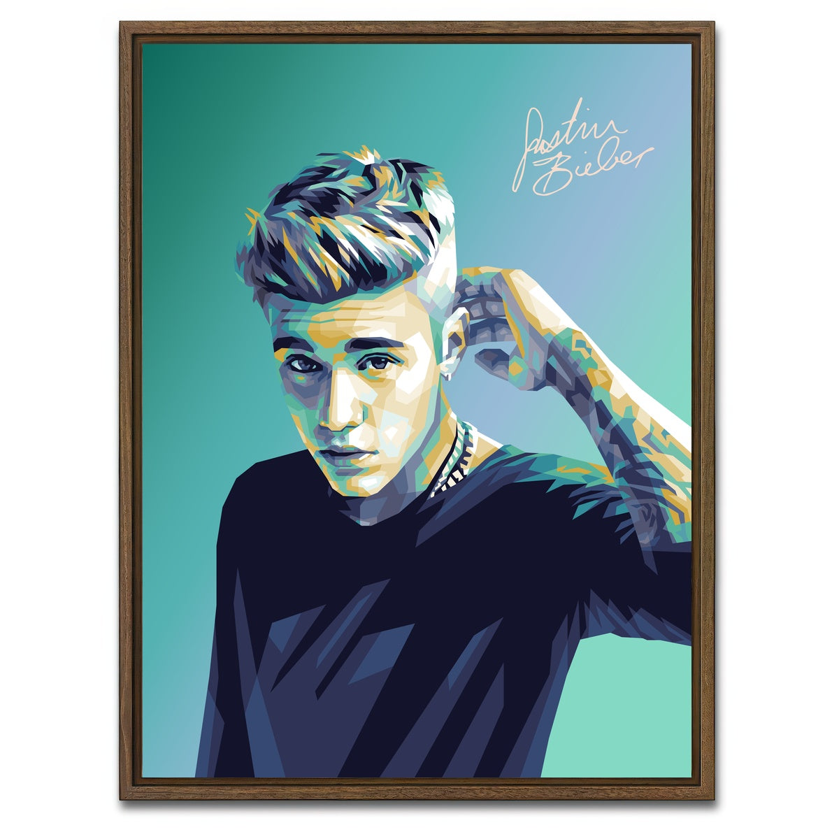 AUTO-MOCKUP WHITE | Justin Bieber | 1 Piece | Walnut Framed Canvas | group=3x4