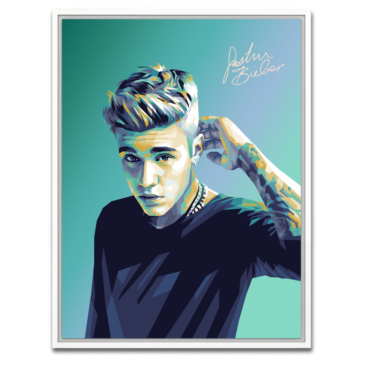 AUTO-MOCKUP WHITE | Justin Bieber | 1 Piece | White Framed Canvas | group=3x4