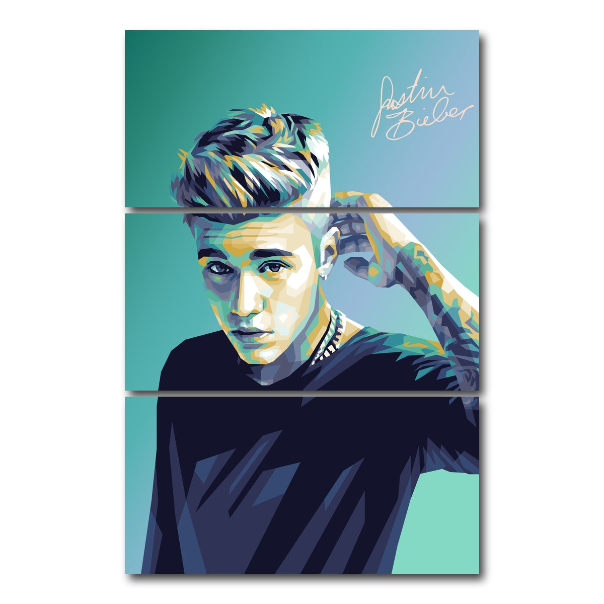 AUTO-MOCKUP WHITE | Justin Bieber | 3 Piece | Gallery Wrap Canvas | group=12x24_stacked