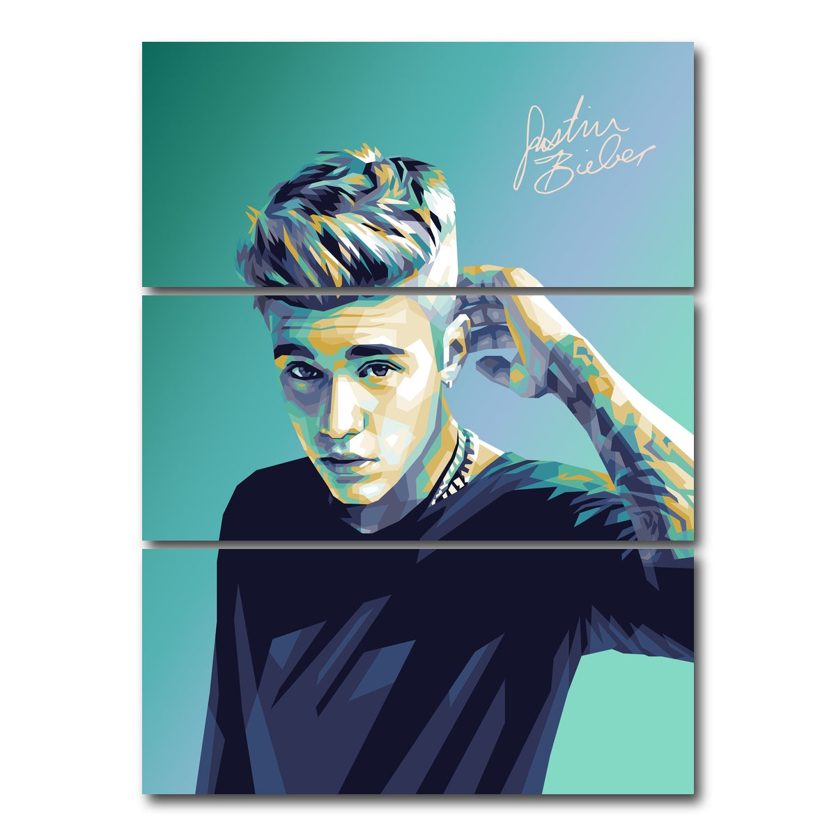 AUTO-MOCKUP WHITE | Justin Bieber | 3 Piece | Gallery Wrap Canvas | group=8x18_stacked