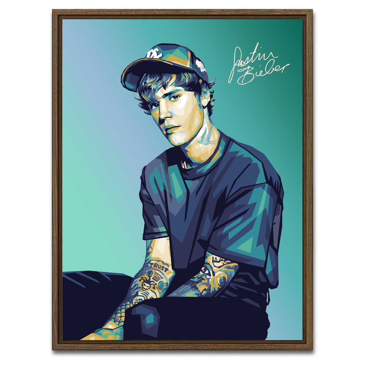 AUTO-MOCKUP WHITE | Justin Wearing A Cap | 1 Piece | Walnut Framed Canvas | group=3x4