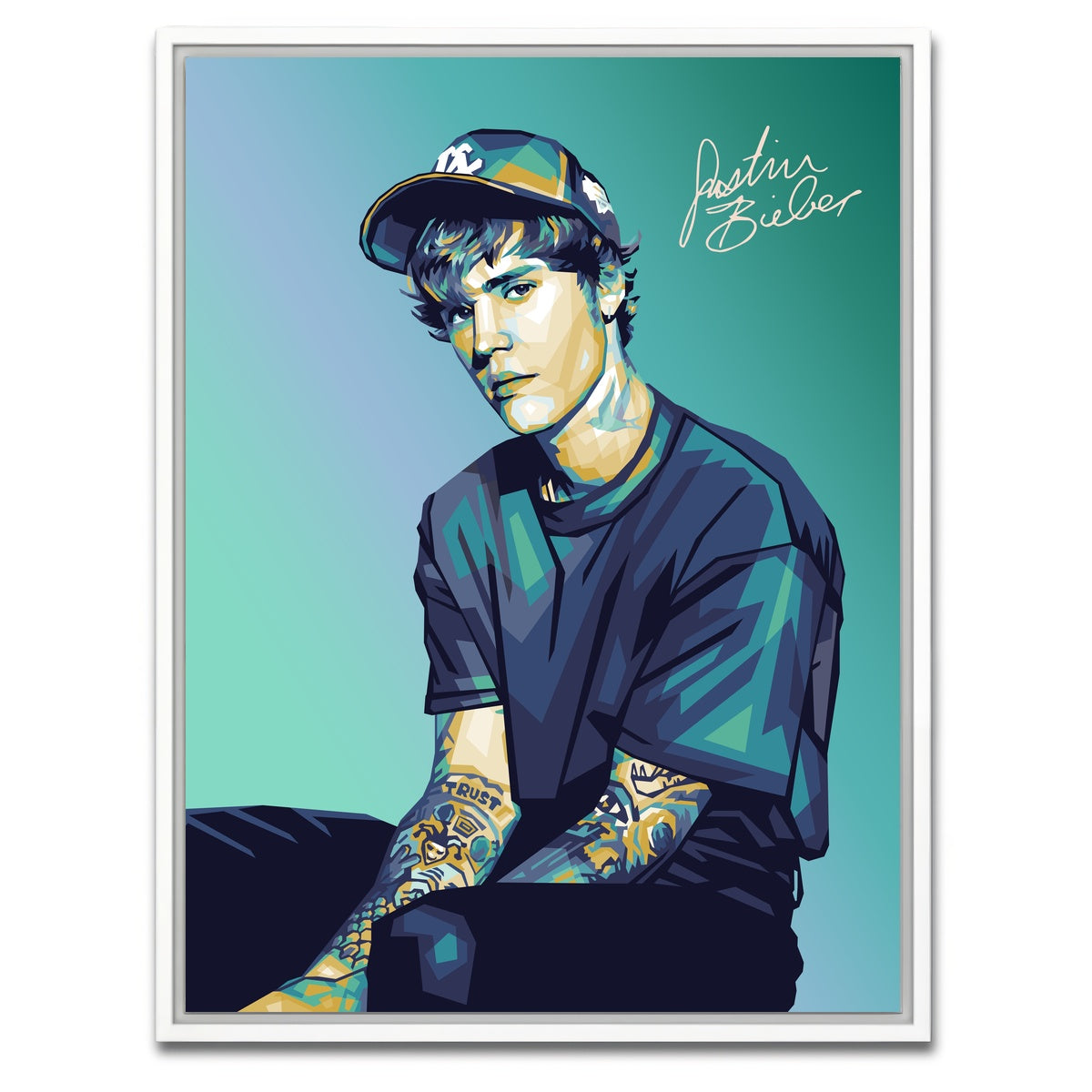 AUTO-MOCKUP WHITE | Justin Wearing A Cap | 1 Piece | White Framed Canvas | group=3x4