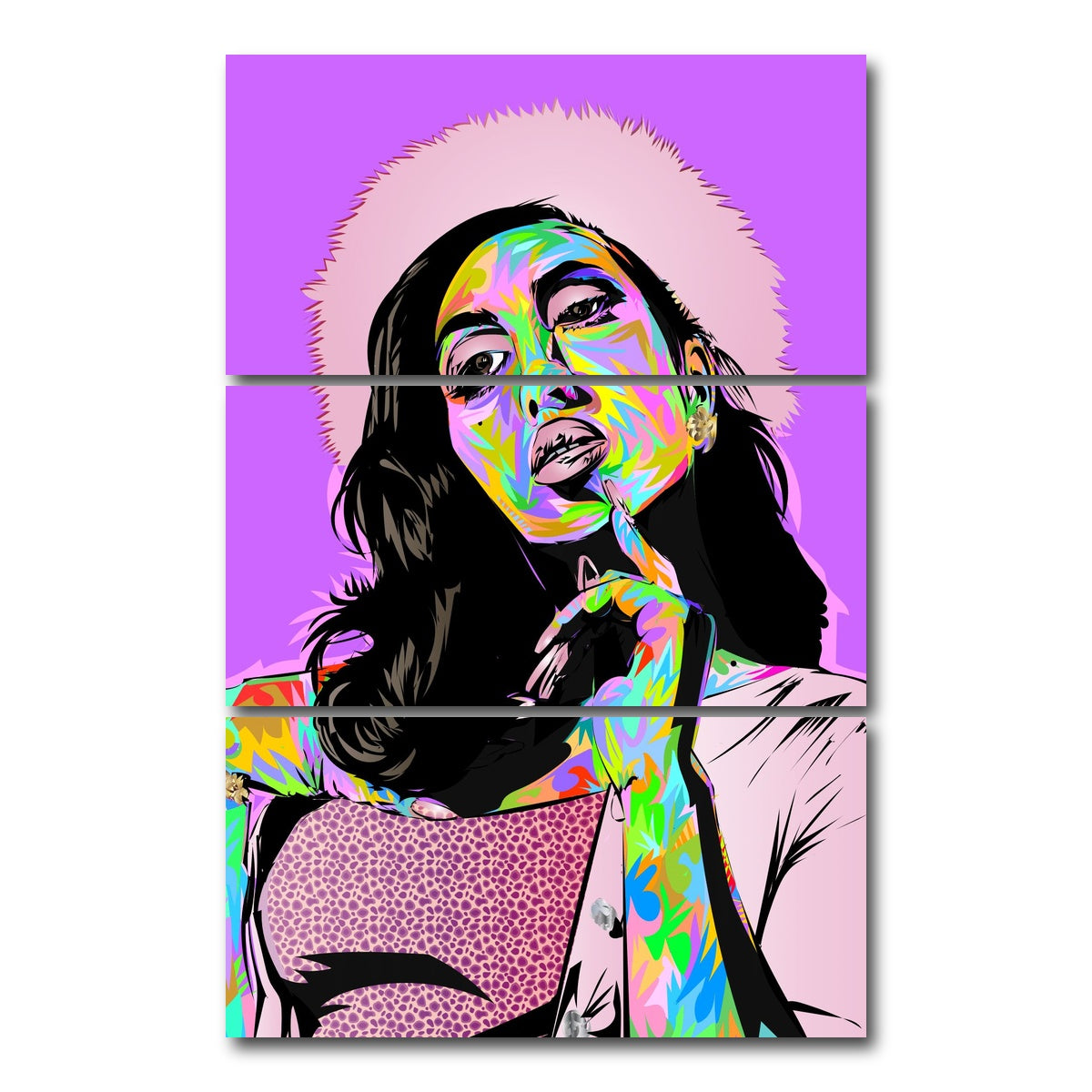 AUTO-MOCKUP WHITE | KALI Uchis Purple | 3 Piece | Gallery Wrap Canvas | group=12x24_stacked