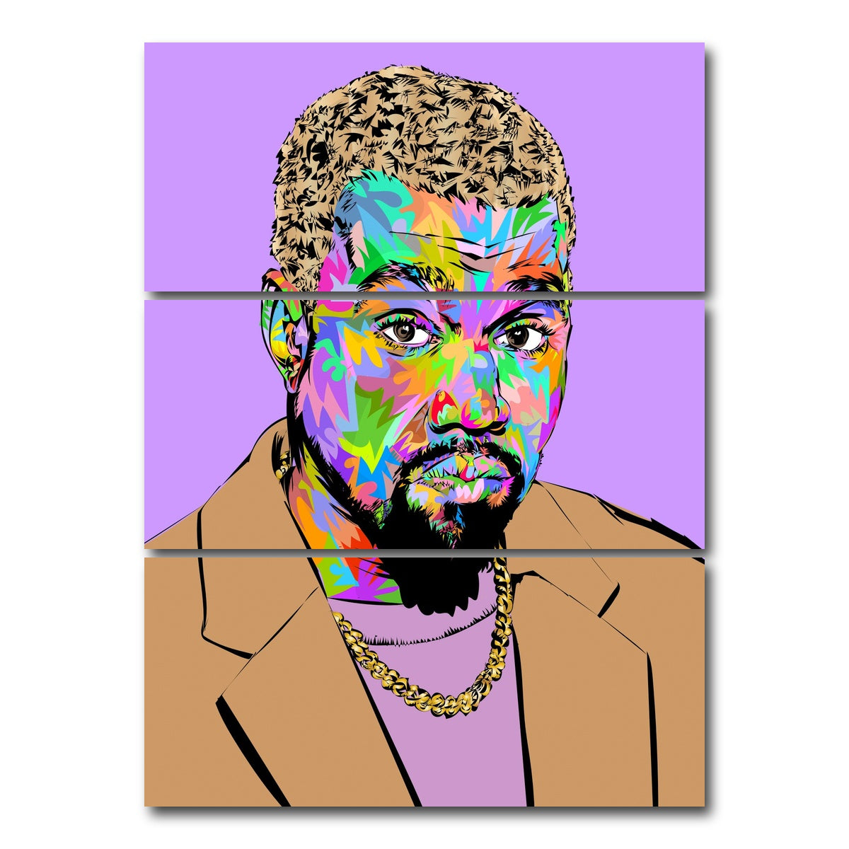 AUTO-MOCKUP WHITE | KANYE WEST | 3 Piece | Gallery Wrap Canvas | group=8x18_stacked