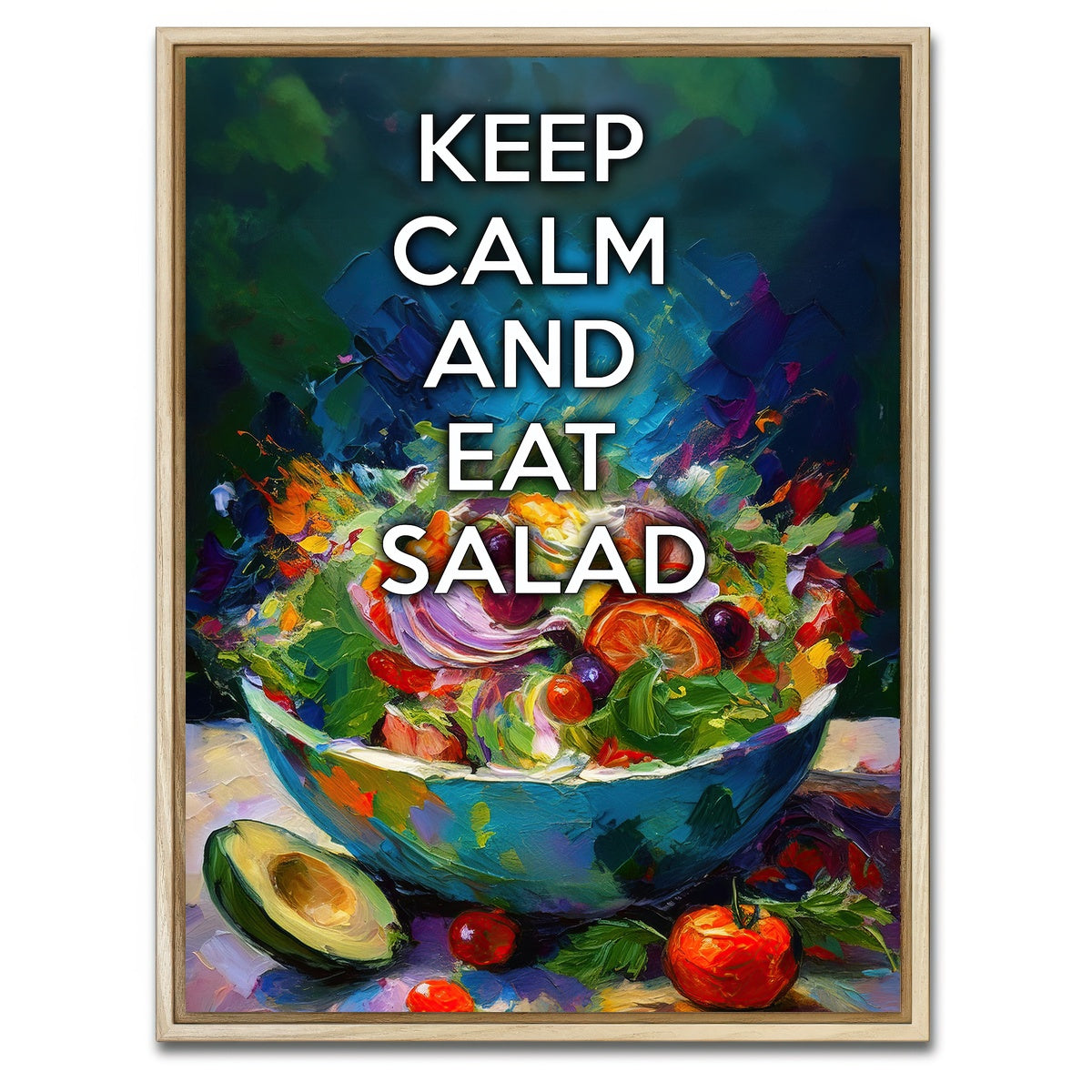 AUTO-MOCKUP WHITE | KEEP CALM EAT SALAD | 1 Piece | Natural Framed Canvas | group=3x4