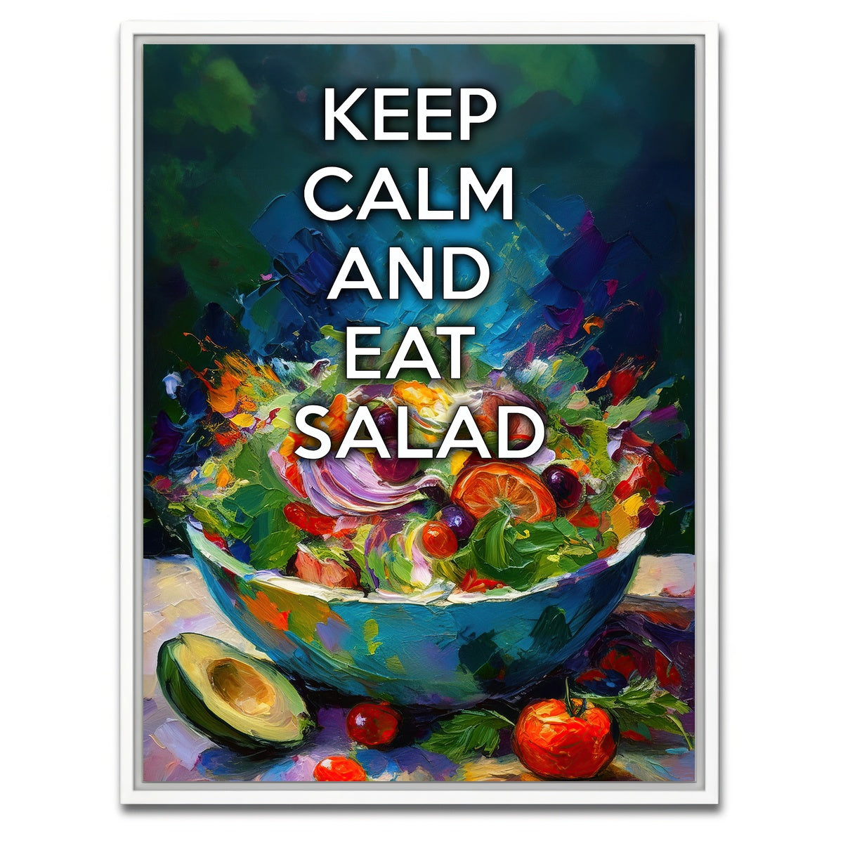 AUTO-MOCKUP WHITE | KEEP CALM EAT SALAD | 1 Piece | White Framed Canvas | group=3x4
