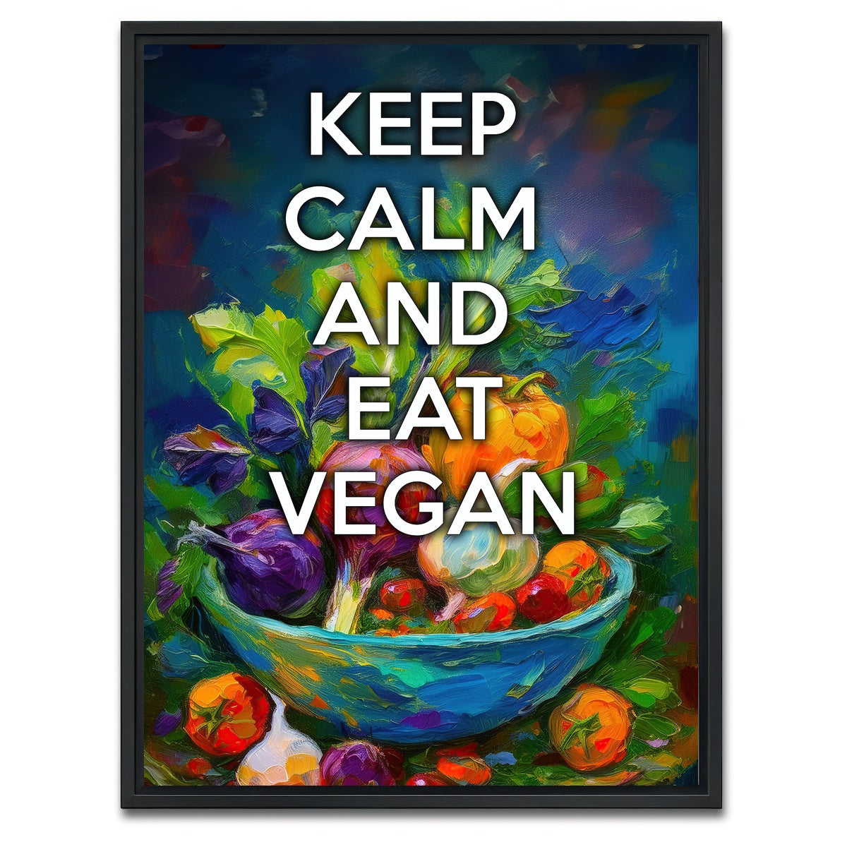 AUTO-MOCKUP WHITE | KEEP CALM EAT VEGAN | 1 Piece | Black Framed Canvas | group=3x4