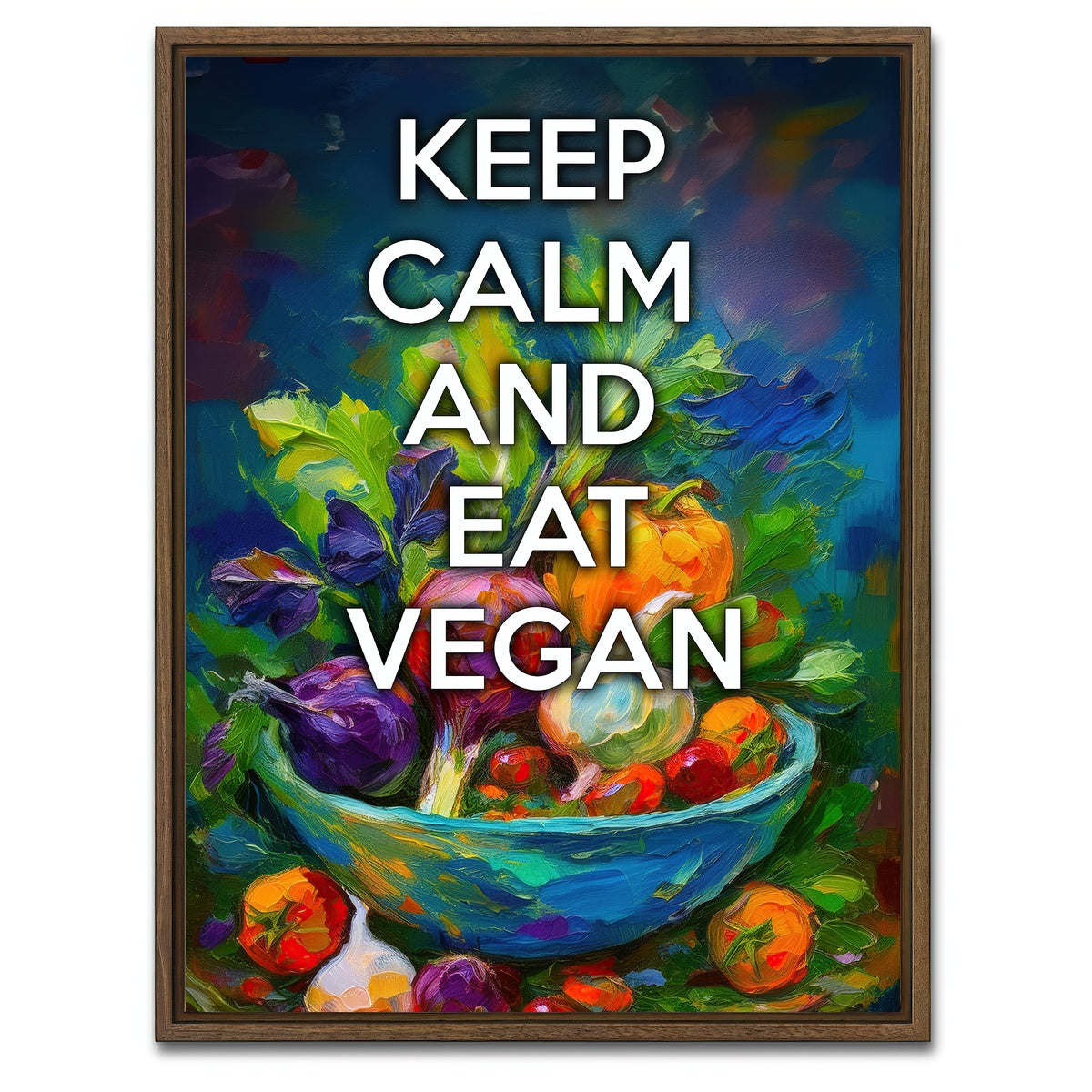 AUTO-MOCKUP WHITE | KEEP CALM EAT VEGAN | 1 Piece | Walnut Framed Canvas | group=3x4