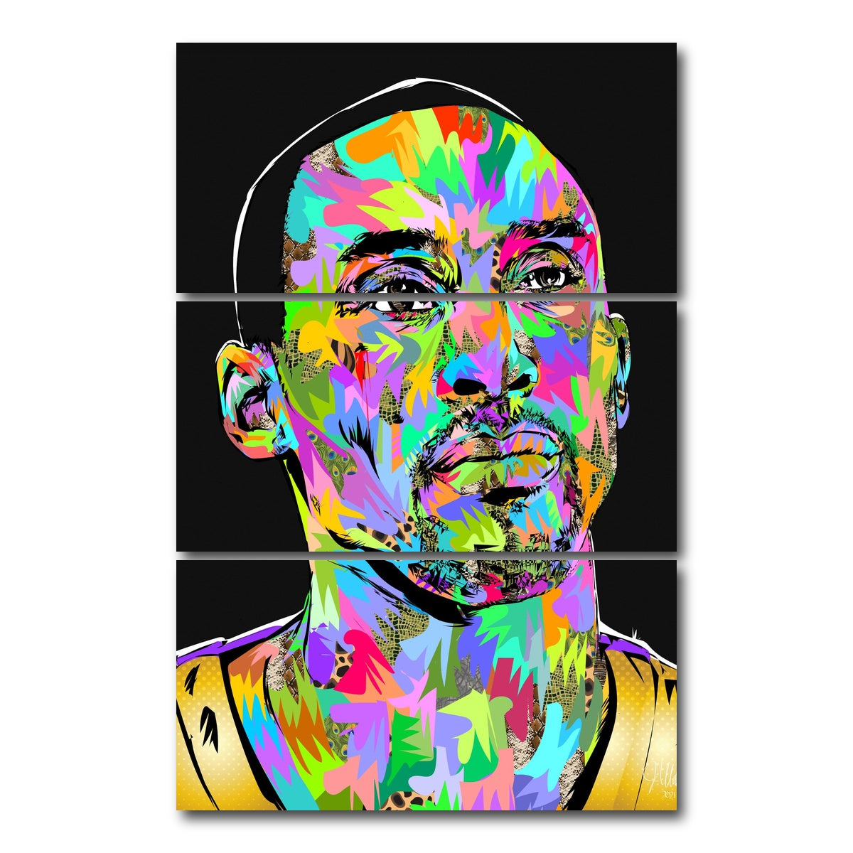 AUTO-MOCKUP WHITE | KOBE PORTRAIT BLACK | 3 Piece | Gallery Wrap Canvas | group=12x24_stacked