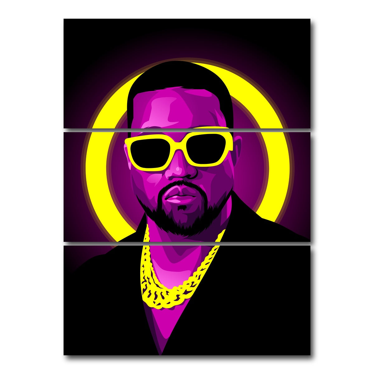 AUTO-MOCKUP WHITE | Kanye west Shades | 3 Piece | Gallery Wrap Canvas | group=8x18_stacked