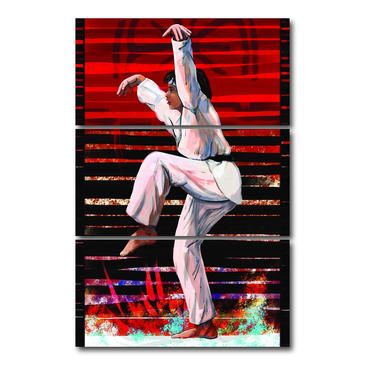 AUTO-MOCKUP WHITE | Karate Kid | 3 Piece | Gallery Wrap Canvas | group=12x24_stacked