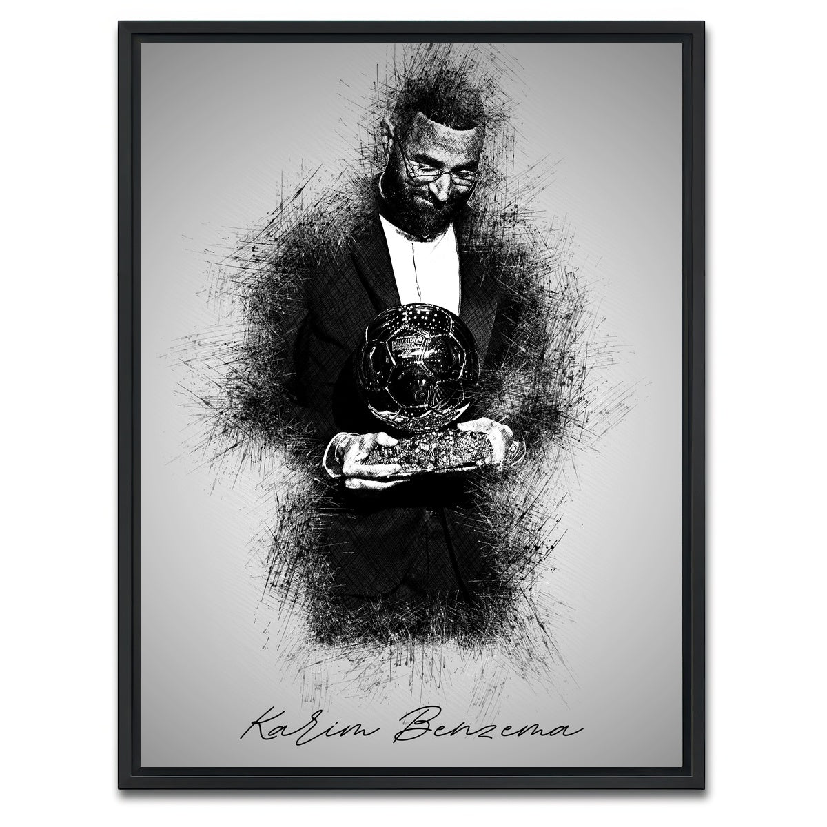 AUTO-MOCKUP WHITE | Karim Benzema | 1 Piece | Black Framed Canvas | group=3x4