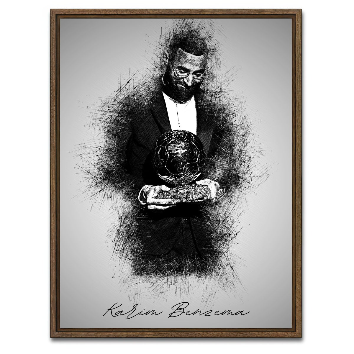 AUTO-MOCKUP WHITE | Karim Benzema | 1 Piece | Walnut Framed Canvas | group=3x4