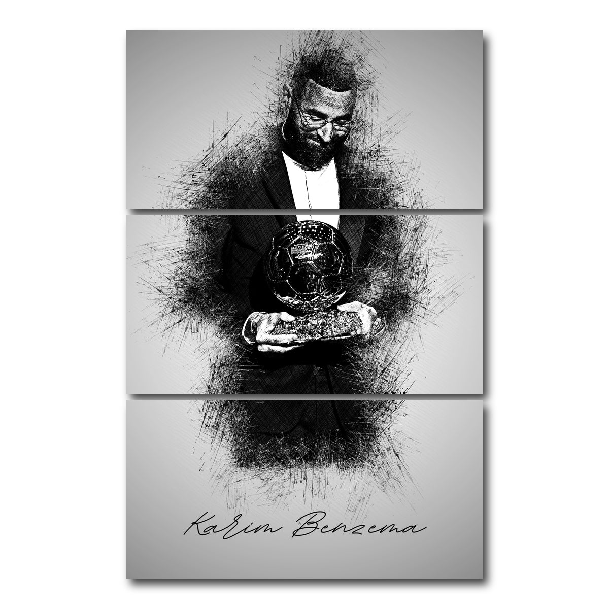 AUTO-MOCKUP WHITE | Karim Benzema | 3 Piece | Gallery Wrap Canvas | group=12x24_stacked