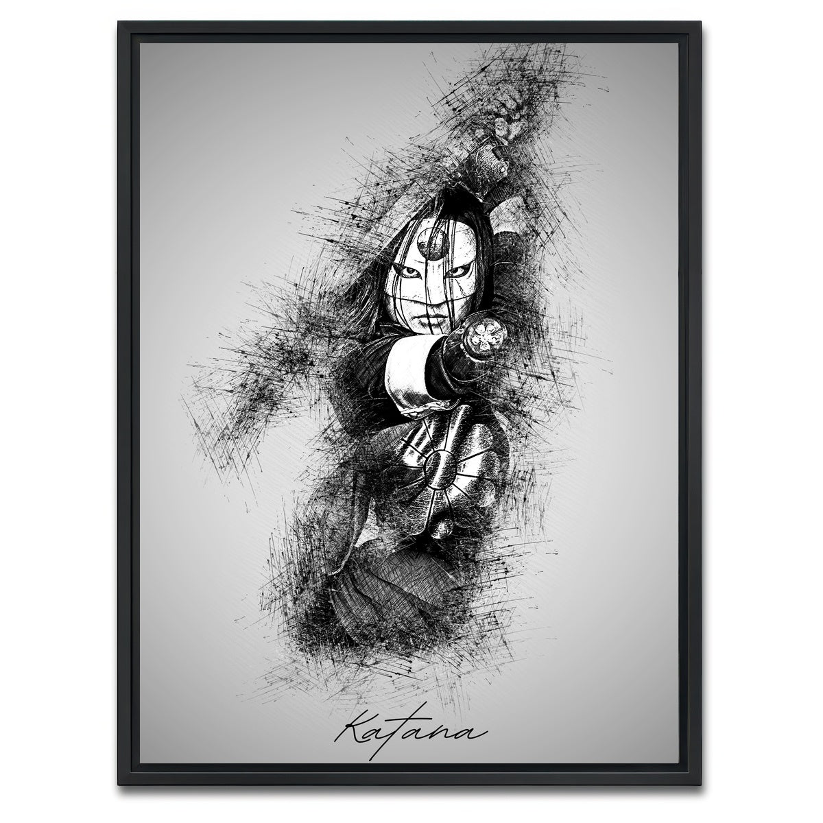 AUTO-MOCKUP WHITE | Katana | 1 Piece | Black Framed Canvas | group=3x4