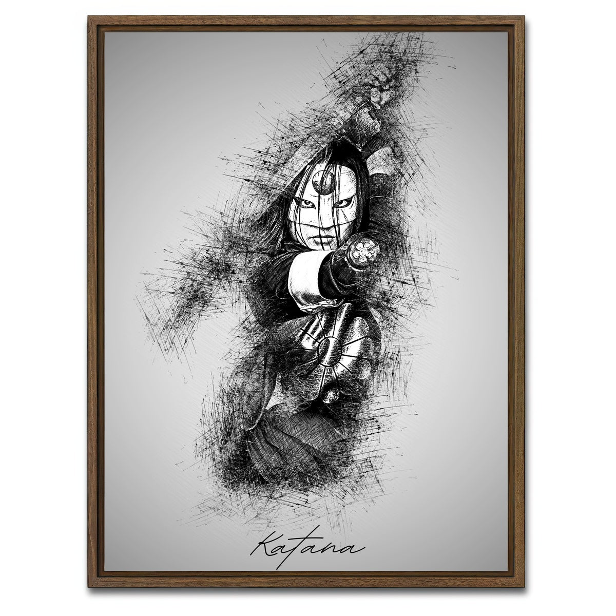 AUTO-MOCKUP WHITE | Katana | 1 Piece | Walnut Framed Canvas | group=3x4