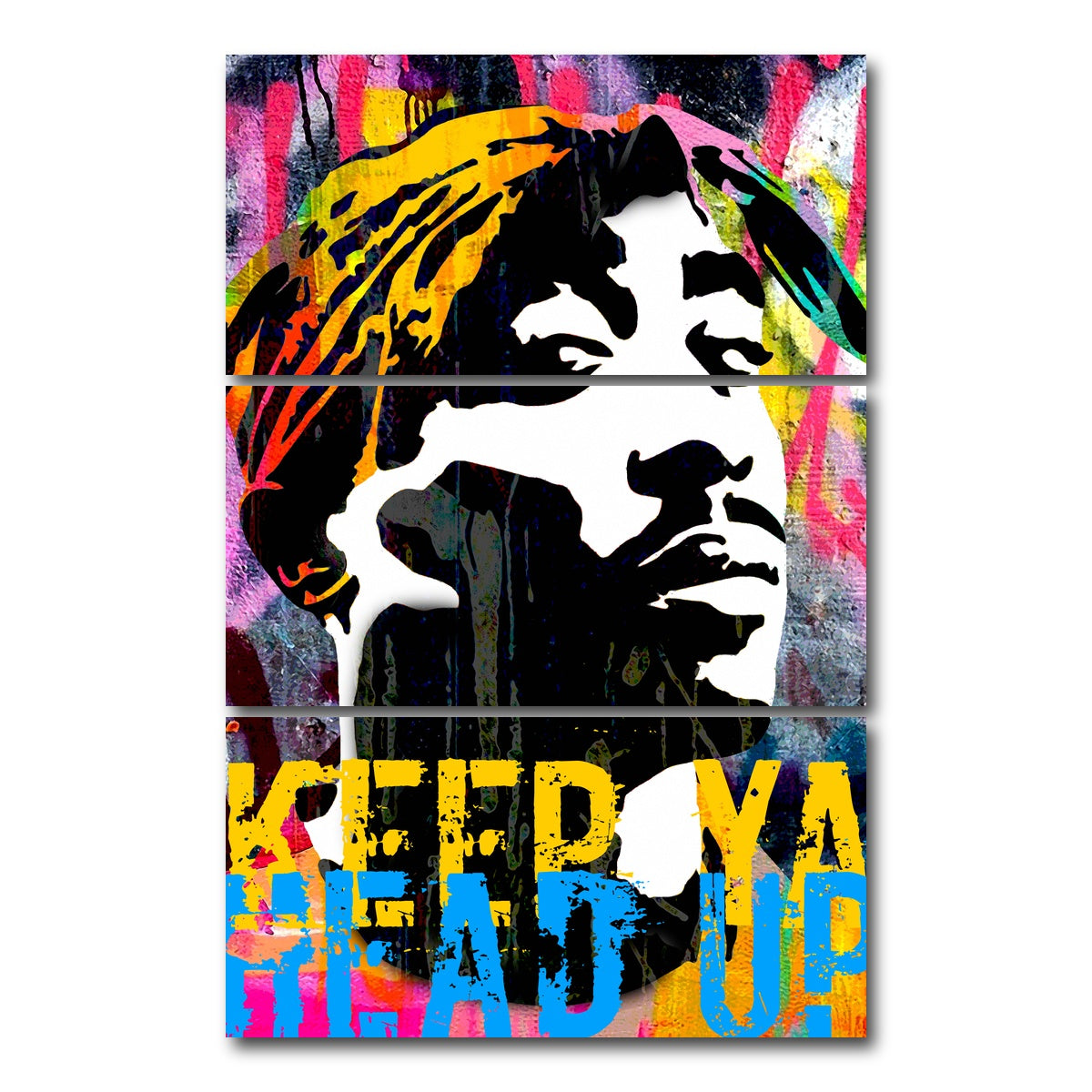 AUTO-MOCKUP WHITE | Keep Ya Head Up | 3 Piece | Gallery Wrap Canvas | group=12x24_stacked